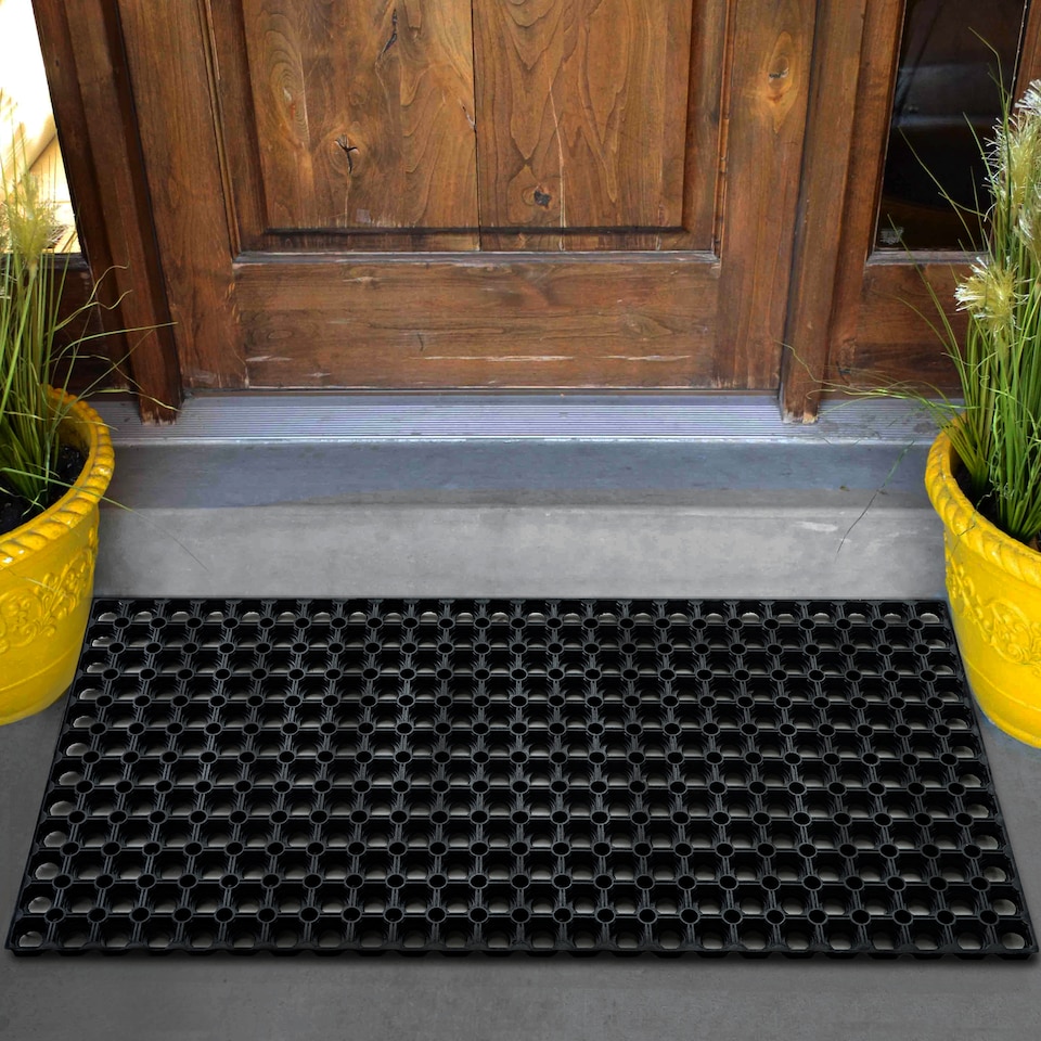 image 1 of Hometex All Seasons Outdoor Entrance Mat - 80 x 120cm. Black
