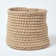 image 1 of Homescapes Linen Cotton Knitted Round Storage Basket - 42 x 37 cm Cream | L