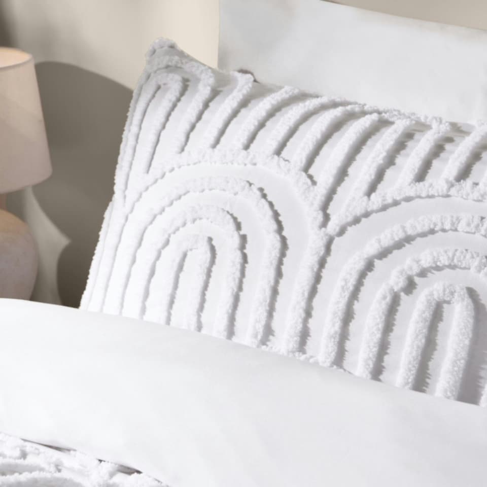 image 1 of OHS Ultra Soft Tufted Arches Duvet Cover Set White | King