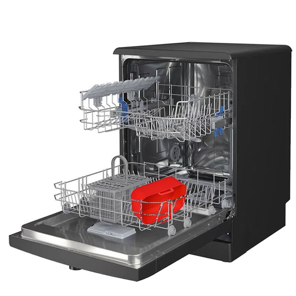 image 1 of SPARES2GO Silicone Basket Drawer Liners for Salter EK4548 EK4750 EK5196 Air Fryer (Pack of 2, Red)