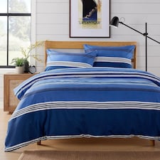 Harlow Stripes Printed Duvet Set in Blue - King