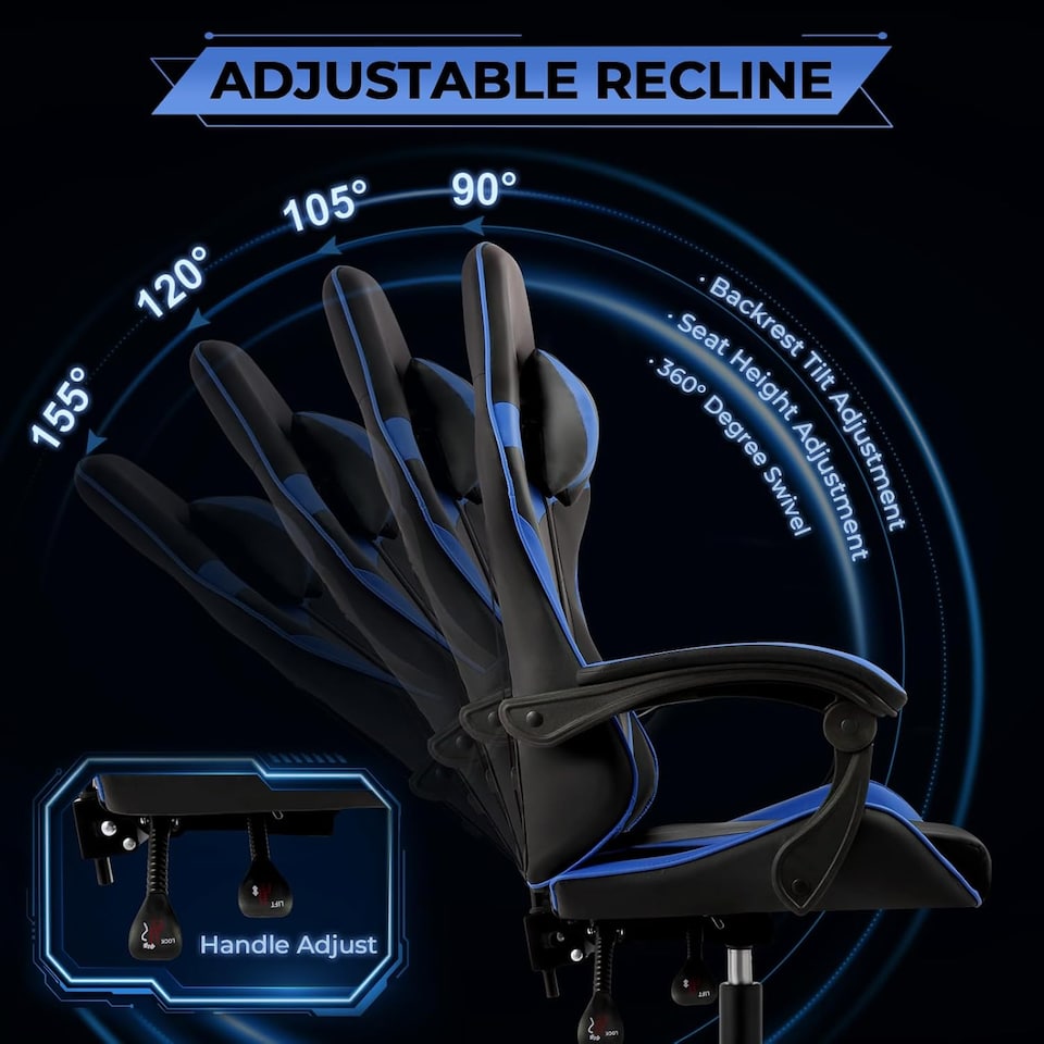 image 1 of Ergonomic Gaming Chair | Blue | Blue
