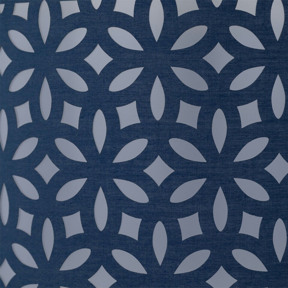 image 1 of First Choice Lighting Set of 2 Chrome Tripod Table Lamps with Navy Blue Laser Cut Shades Chrome | Blue