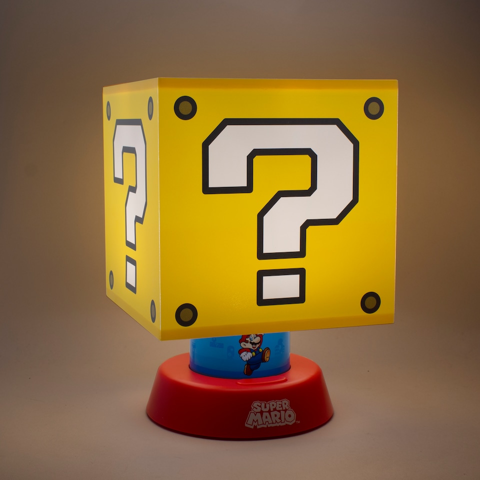 image 1 of Super Mario Question Block Lamp, Nintendo Light with 3 Brightness Levels & Auto ShutOff, Home or Office Decor, Paladone