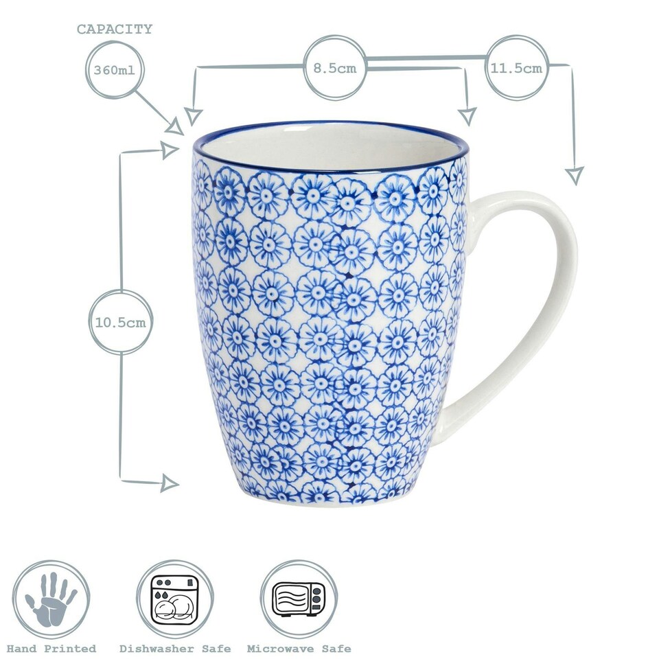 image 1 of Nicola Spring Nicola Spring Hand-Printed Mug - 330ml - Orange - Pack of 6