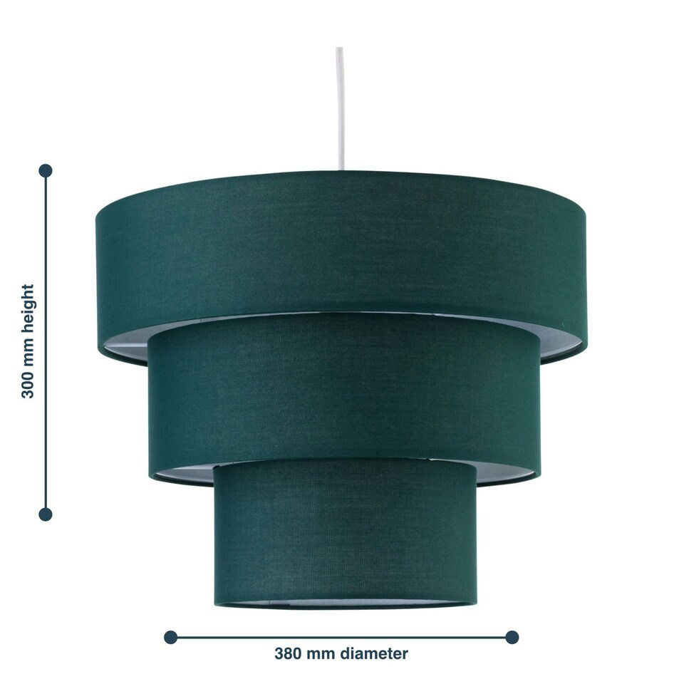 image 1 of Set of 2 Barty - Dark Green 38cm Tiered Pendant Shades Green