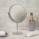 image 5 of OHS Round Freestanding Table Top Stainless Steel Bathroom Vanity Mirror, 27x19cm - Silver