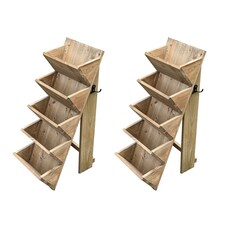 5 Tier Stepped Wooden Garden Flower & Herb Planter - Pack of 2