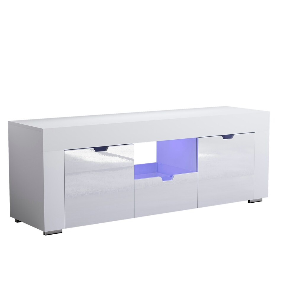 image 1 of Vida Designs Eclipse 2 Door 1 Drawer LED TV Unit Entertainment Stand, White