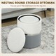 image 3 of HOMCOM Round Storage Ottoman Set of 2, Nesting Footrest Stool | Grey | Cream and grey | Φ36 x 45H cm (large), Φ31.5 x 39H cm (small)