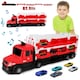 image 1 of 2-in-1 Alloy Car Transport Truck Toy Set with Foldable Catapult Race Track and 10 Mini Cars – Interactive Lights & Music