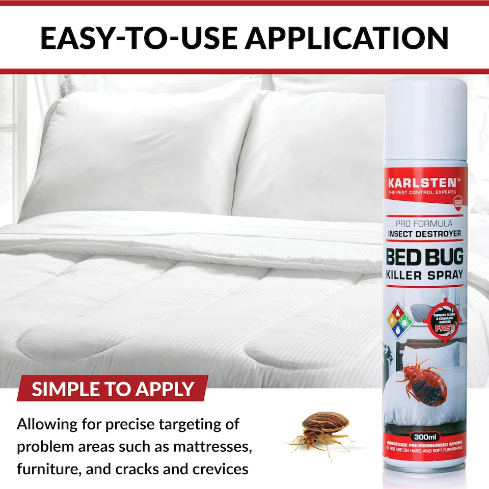 image 1 of Karlsten Bed Bug Killer Spray 300ml High-Strength Formula Kills Bed Bugs and Dust Mites on Mattresses and Home Surfaces