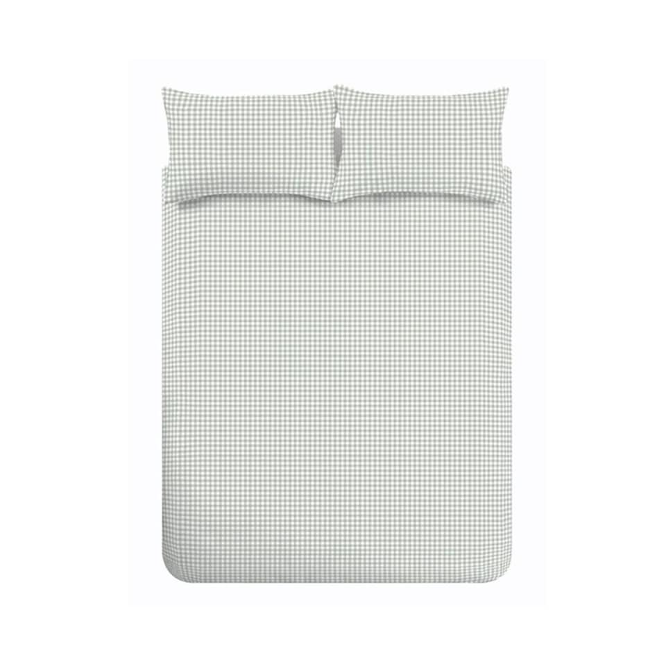 image 1 of Catherine Lansfield Bamford Gingham Check Reversible Duvet Cover Set | Green | Single