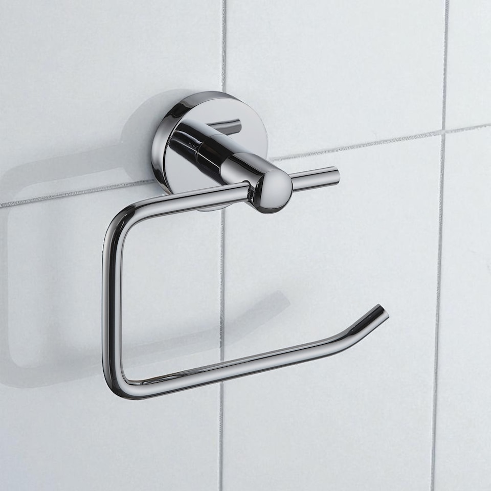 image 1 of Showerdrape Modernity Chrome Stainless Steel Wall Mounted Toilet Roll Holder | Silver | 1