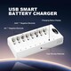 image 5 of Granicell 8 Bay AA AAA Battery Charger, USB Smart Battery Charger, Type-C Connector with LED Display, Individual Slots for Ni-MH Ni-CD Rechargeable Batteries
