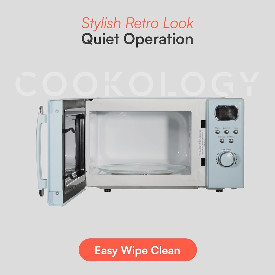 image 1 of Cookology Retro Microwave 800W Freestanding 20L - RETDD20BB Baby Blue