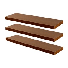 Harbour Housewares 100cm Floating Wall Shelf - Photo Gallery Bookshelf Wall Shelves for Storage & Display | Brown | Walnut