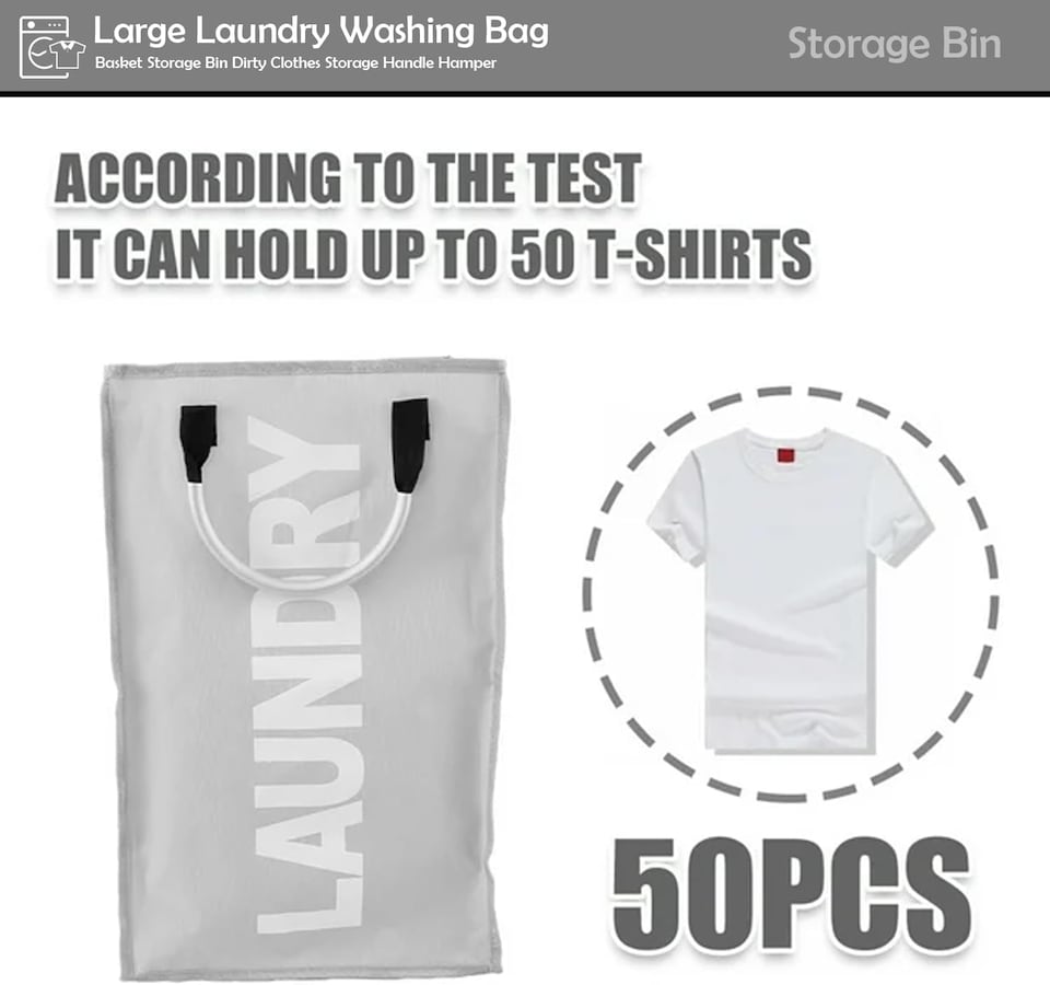 image 1 of Single Collapsible Laundry Basket Bag Clothes Hamper with Handles Foldable Washing Basket for Laundry Sorting Storage
