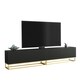 image 1 of Modular TV Unit 200cm Black Matt with Fluted Fronts and Gold Base Black