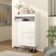image 9 of HOMCOM Wall Mounted or Freestanding Shoe Cabinet with 2 Flip Drawers, White