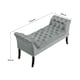 image 2 of Living and Home Contemporary Velvet Buttoned Bench with Black Wood Legs