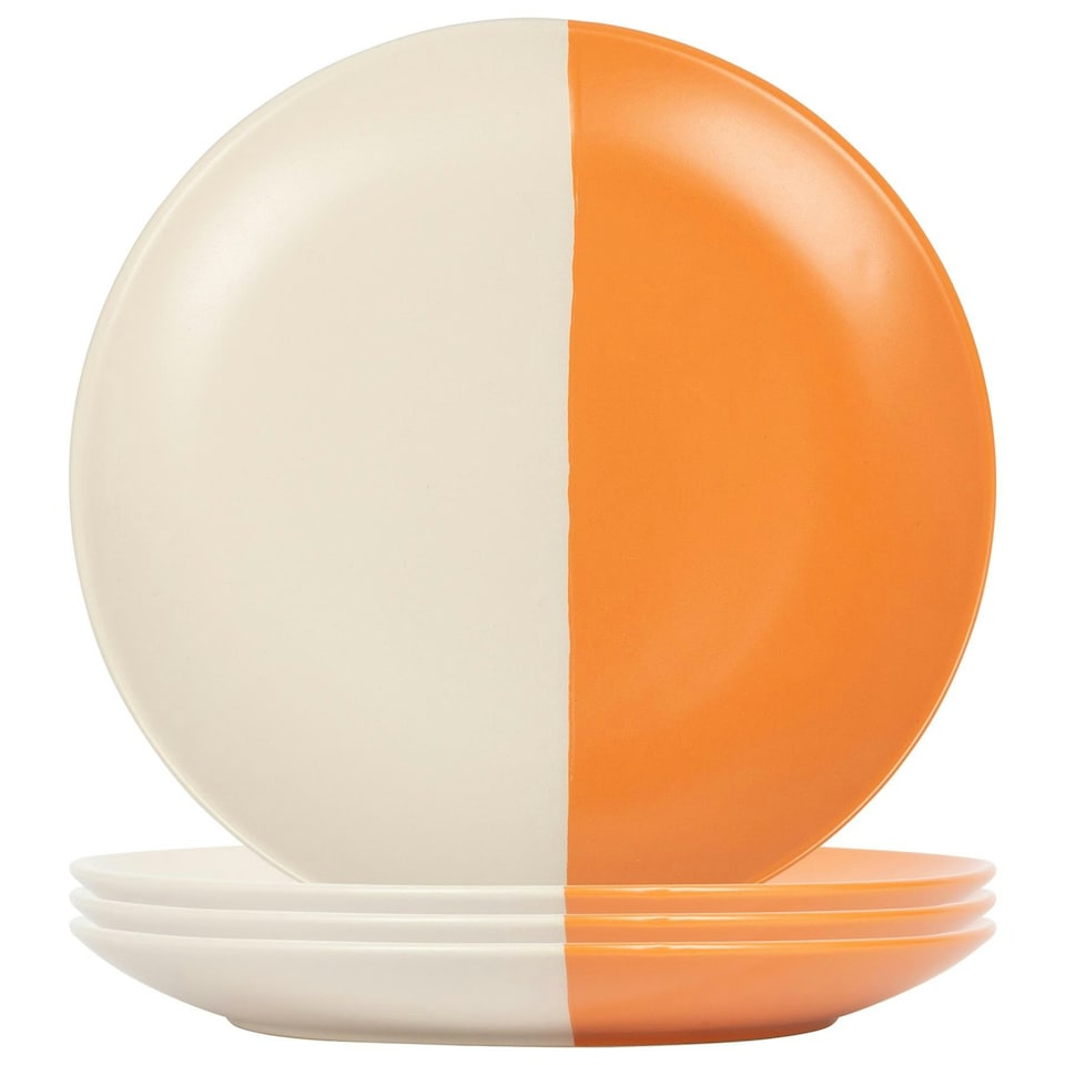 image 1 of Nicola Spring Dipped Stoneware Dinner Plates - 26.5cm - Burnt Orange - Pack of 4 Orange