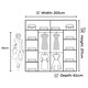 image 3 of Sleek Sliding Wardrobe 203cm with Curved Mirror Design | White, Black, Grey Finish Black | Black203cm