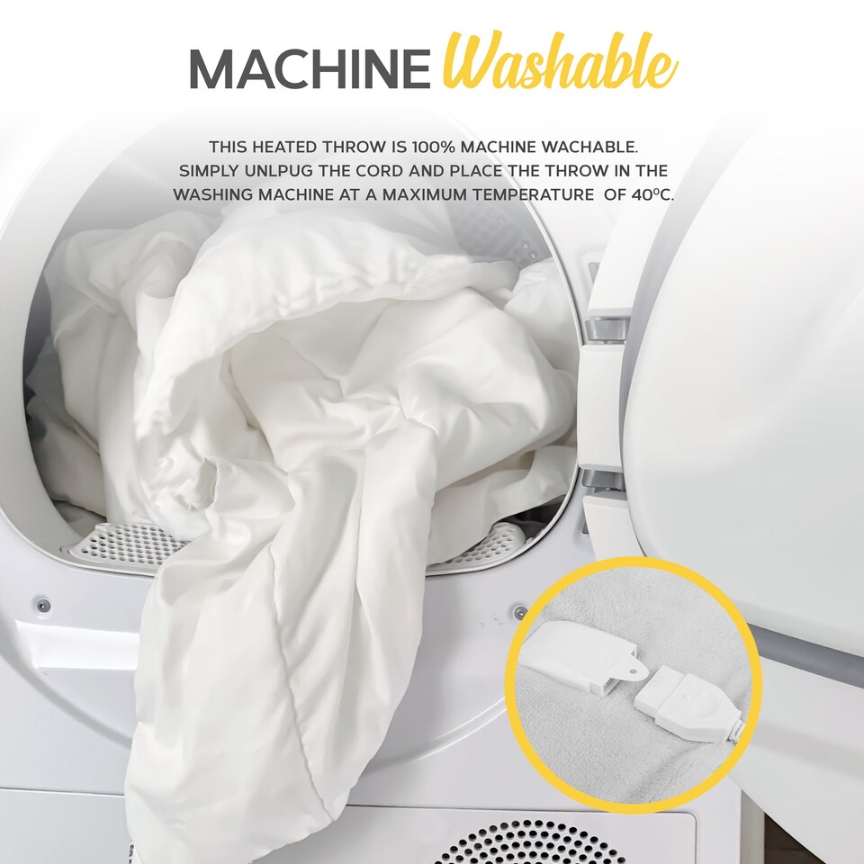 image 1 of MONHOUSE Premium Electric Blanket - Heated Under Blanket - Detachable Controller & Machine Washable - 3 Heat Settings - King Size 137x165xm | White | 1