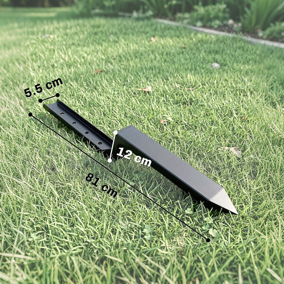 image 1 of Outsunny 2 Pack Fence Post Repair Kit, Metal Fence Post Support with Drill | Black | Black | 81 x 5.5 x 12 cm