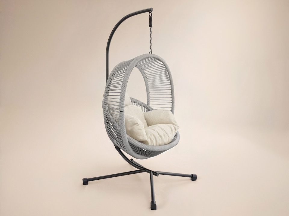 image 1 of SOLACE+CO Lana Garden Egg Chair Light Grey Rattan