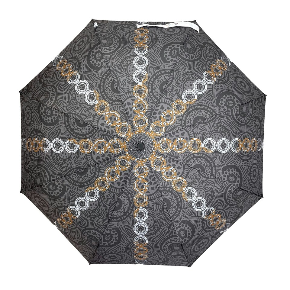 image 1 of Annie Phillips Folding Umbrella Automatic Open Close Circles Grey