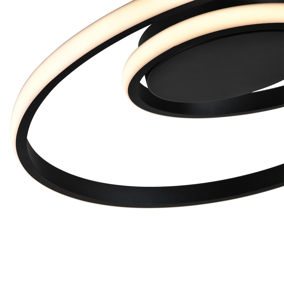 image 1 of Modern Single Loop Strip Flush LED Powered Ceiling Light Fitting in Black Sand | Black | Black | 1