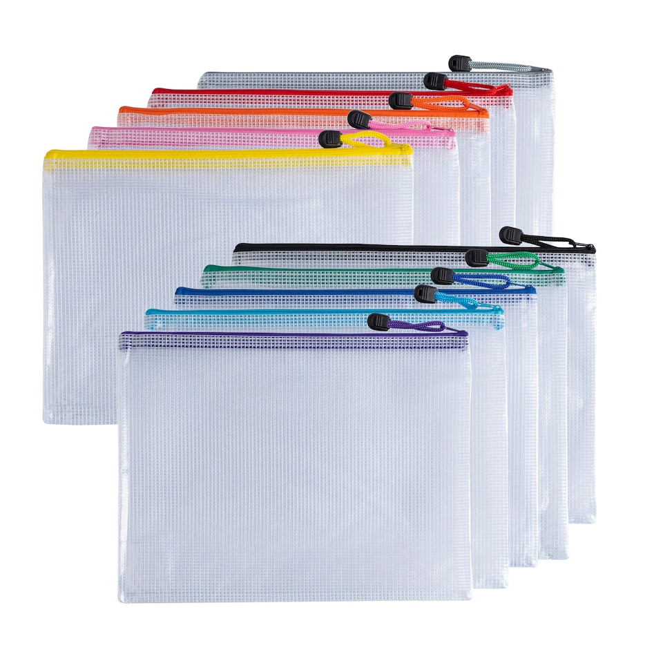 image 1 of Pack of 12 A5 Purple PVC Mesh Zip Bags