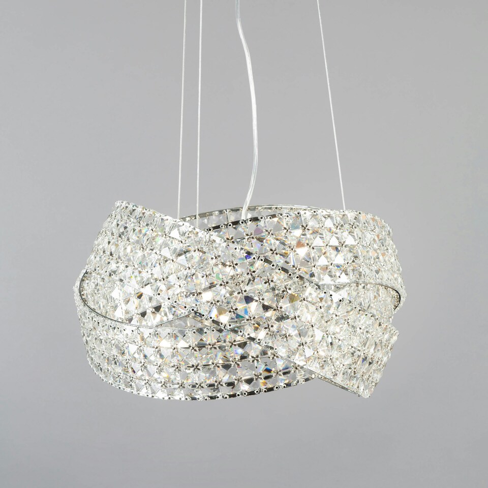 image 1 of BHS Cypress Small Crystal Ring Ceiling Pendant, Chrome