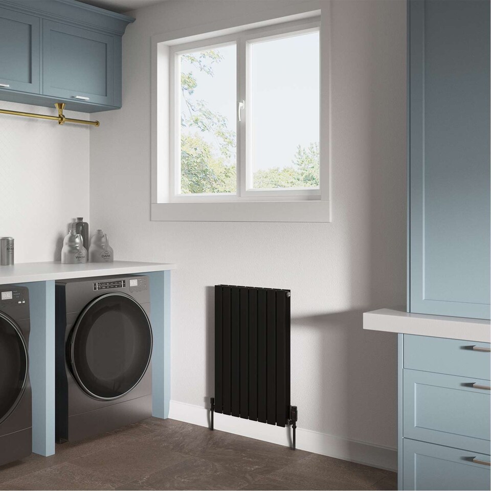 image 1 of Typhoon Designer Double Panel Heated Bathroom Radiator - Black - (H) 800mm x (W) 544mm