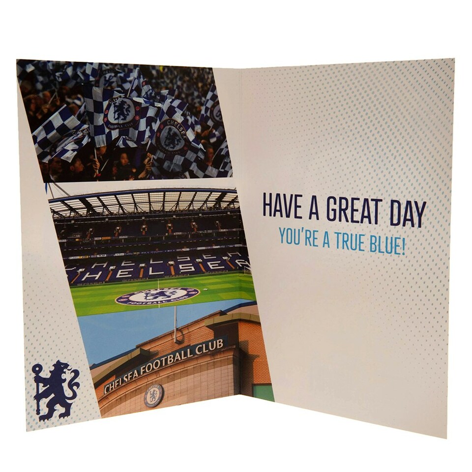 image 1 of Chelsea FC Birthday Card With Stickers - Blue/Gold/White - 22cm x 15cm