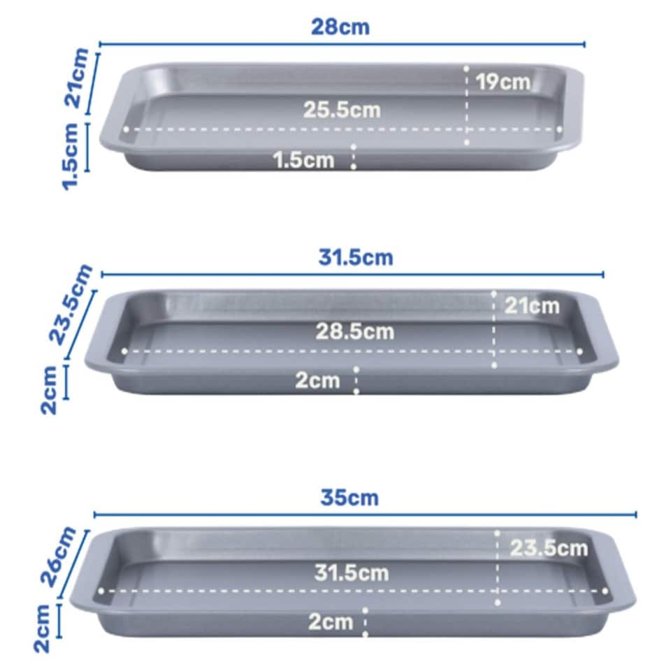 image 1 of Easy to Clean 6 Pack Non-Stick Oven Baking Tray Set 35cm x 31cm & 28cm