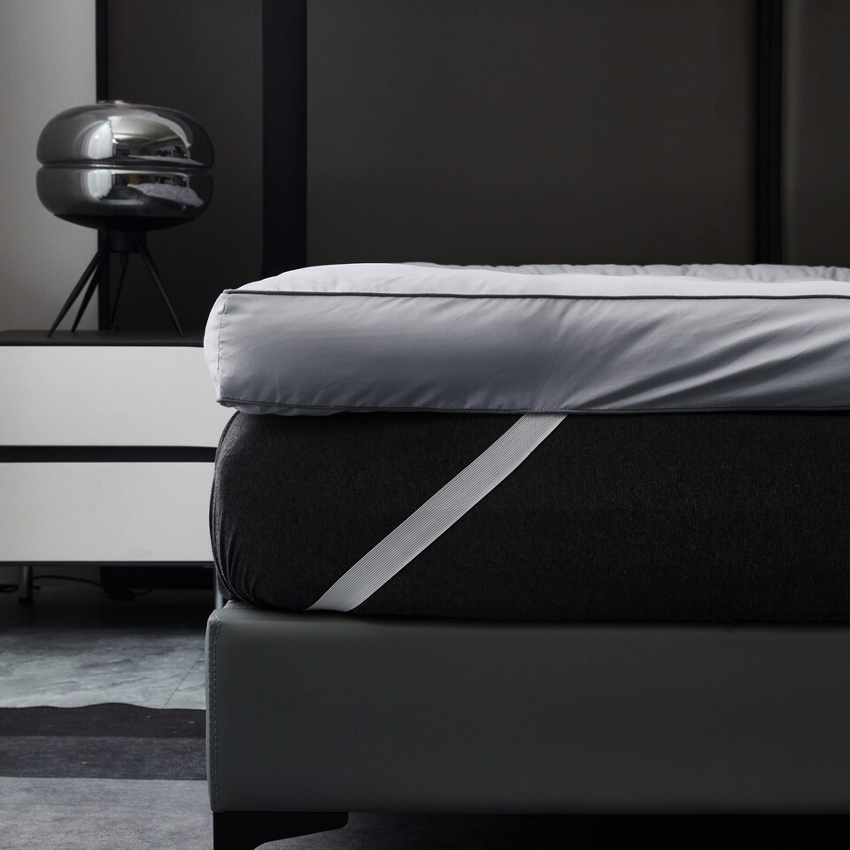 image 1 of Ezysleep 2 Inch Luxurious Shredded Memory Foam Mattress Topper - Soft Microfibre Cover | Grey | Grey