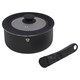 image 5 of Aluminium Induction Stackable Space Saving Pots Frying Pan Set Detachable Handle | Black | Matt Black- 4 Pcs Saucepans with Lid