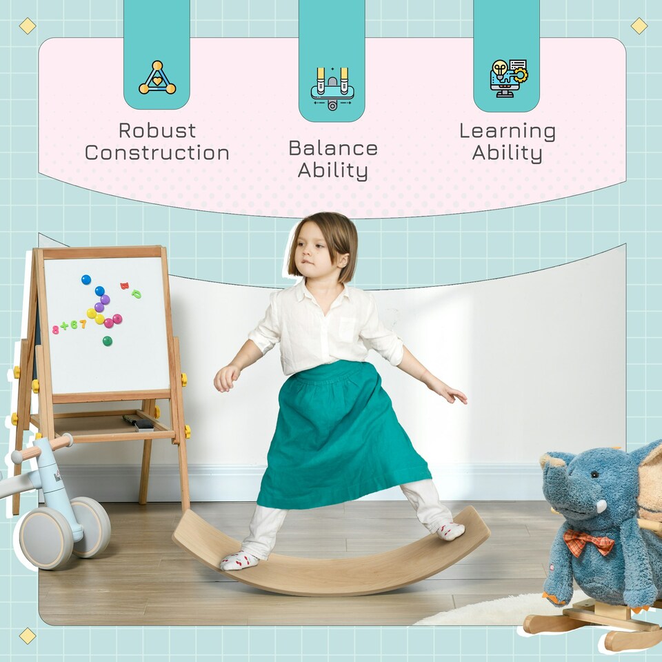 image 1 of AIYAPLAY Kids Wooden Balance Board for Children, for 3-8 Years Old