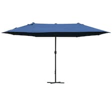 Outsunny 4.6M Garden Patio Umbrella Canopy Parasol Sun Shade w/ Base Off White