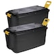 image 2 of 1 x 145L XL Indoor Outdoor Black Plastic Storage Trunk Heavy Duty Complete With Wheels & Handles Black