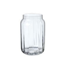 Clear Glass Grooved Flower Vase - H22cm