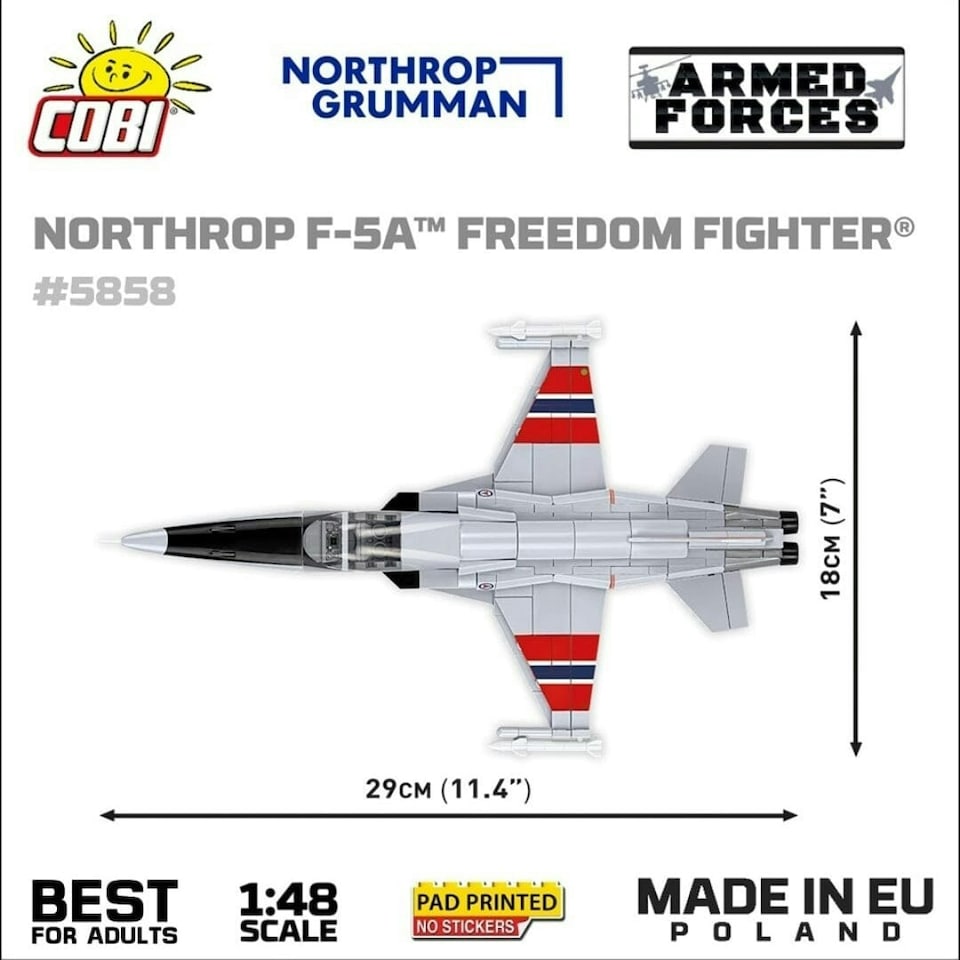 image 1 of Northrop F-5E Freedom Fighter brick plane model - COBI 5858 - 335 bricks