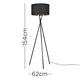 image 5 of ValueLights Camden Black Tripod Floor Lamp Black & Gold Shade & Bulb | Black
