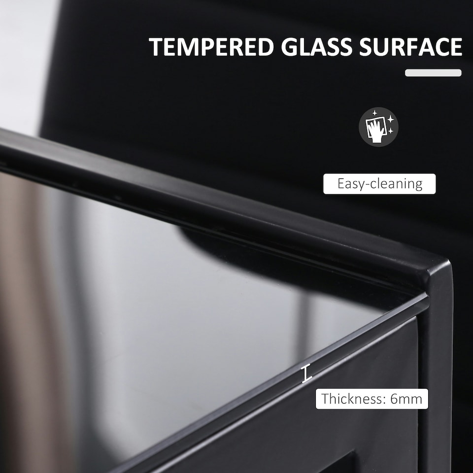 image 1 of HOMCOM Modern Rectangular 4 Seater Dining Table with Tempered Glass Top