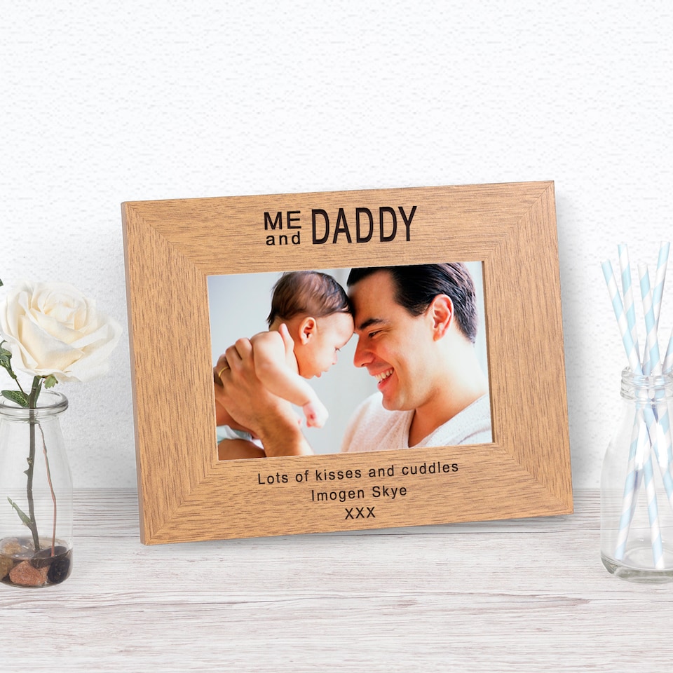 image 1 of Personalised Me and Daddy Wood Picture Frame 6x4 Fathers Day Dad