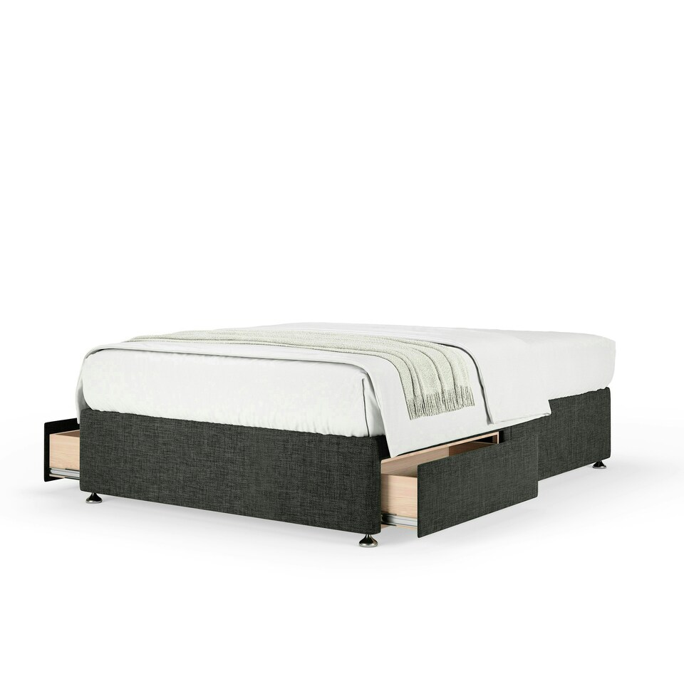 image 1 of Majestic 1000 Pocket Sprung Charcoal Linen 2 Drawer Divan Set Small Single