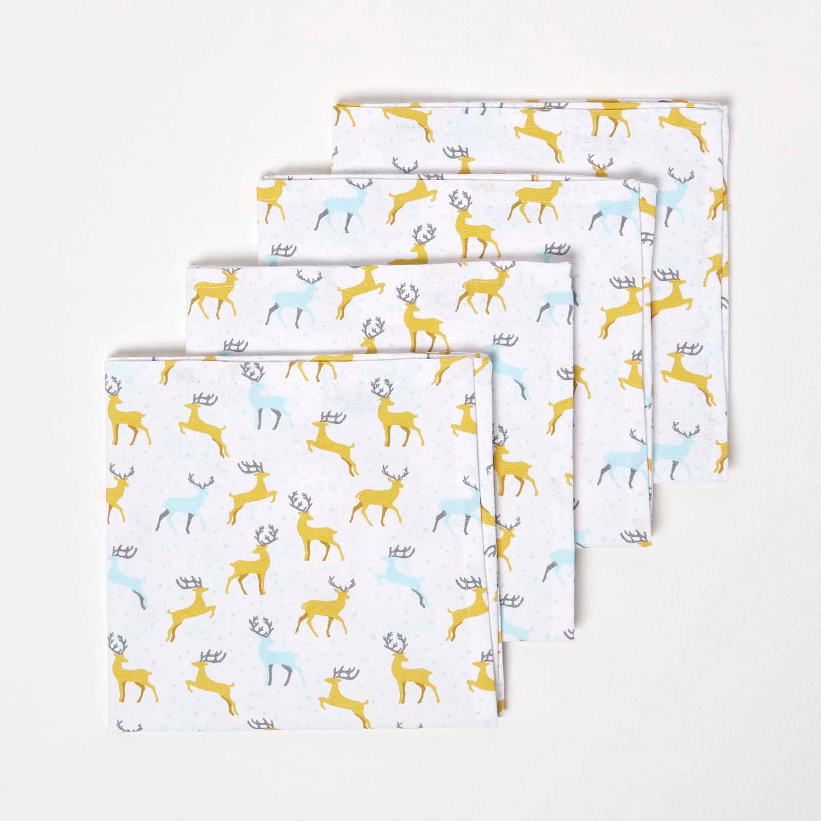 Homescapes Majestic Stag Grey Christmas Napkins - Set of 4 Grey One Size 1