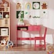 image 4 of COSTWAY Kids Desk and Chair Set with Drawer Pink